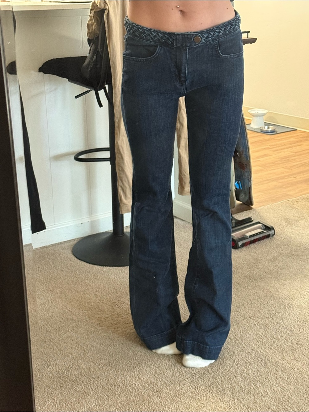 Anlo Dark Blue Wide Leg Flare Jeans